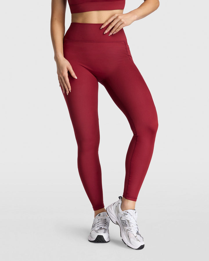 Dena Recycled Pocket Leggings - Bordeaux Red