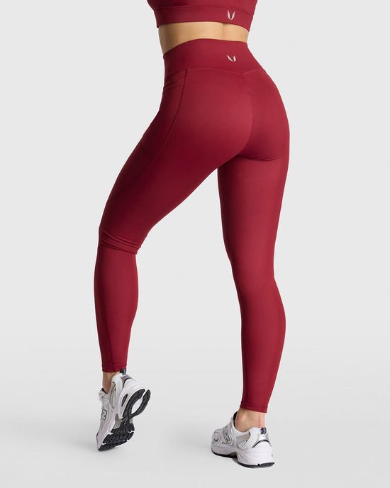 Dena Recycled Pocket Leggings - Bordeaux Red