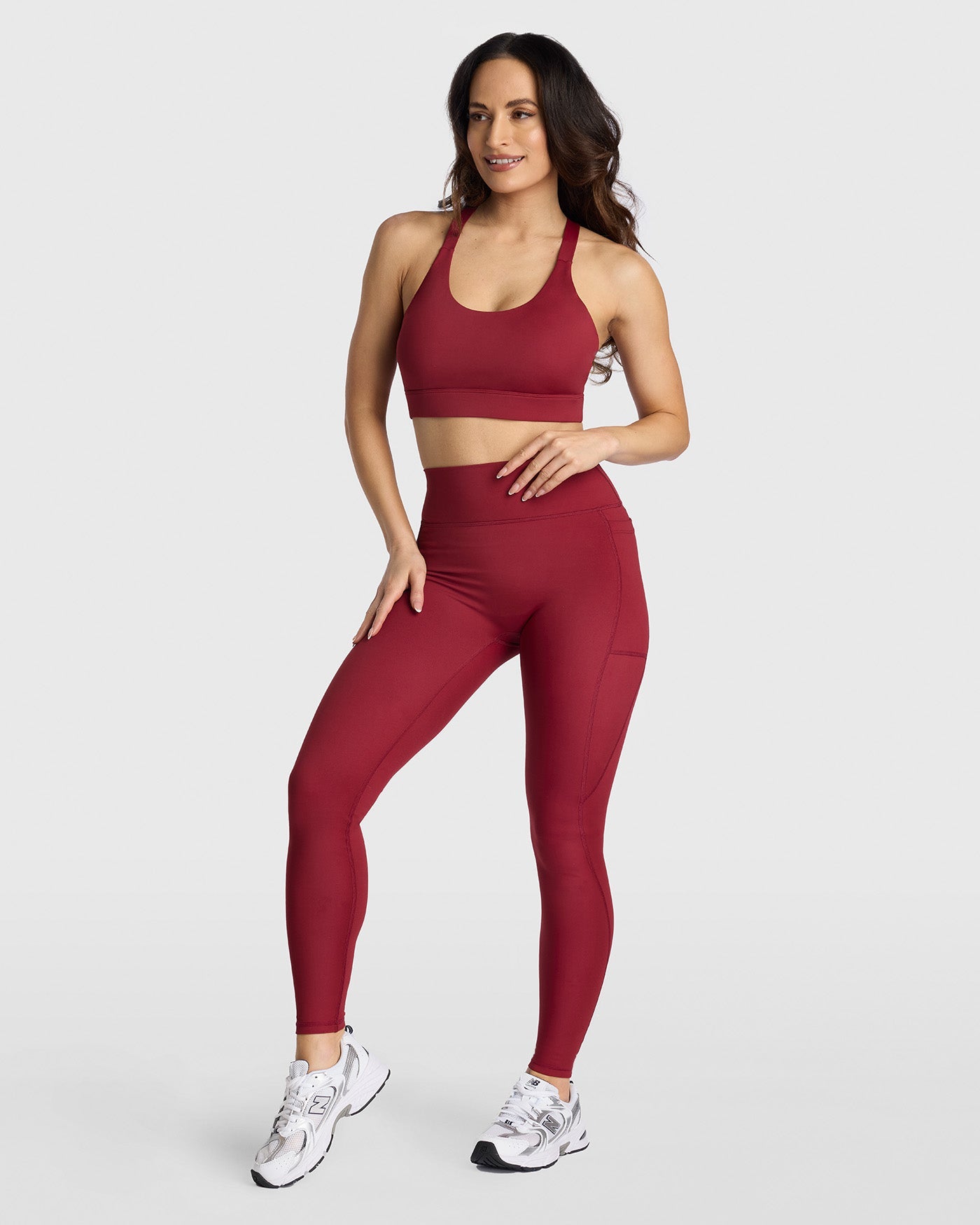Dena Recycled Pocket Leggings - Bordeaux Red